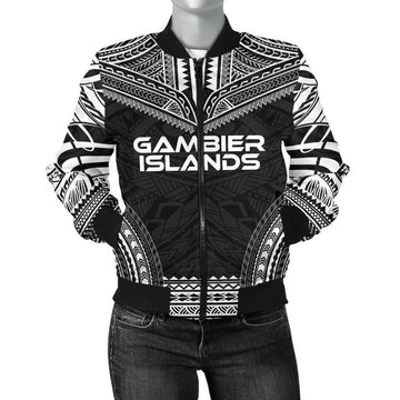 FUNSTUFFPRINT Gambier Islands Polynesian Chief Women'S Bomber Jacket - Black Version 3D Bomber Jacket