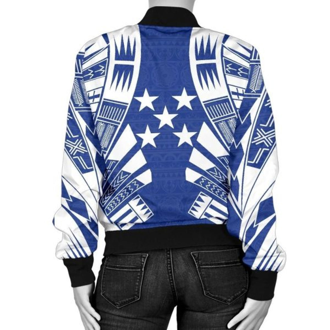 FUNSTUFFPRINT Gambier Islands Women Bomber Jacket - Polynesian Tattoo Flag - 10 Bomber Jacket