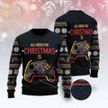 FUNSTUFFPRINT Games All I Need Ugly Christmas Sweater, Christmas Sweater, Ugly Sweater, Funny Xmas Sweaters Ugly Sweater