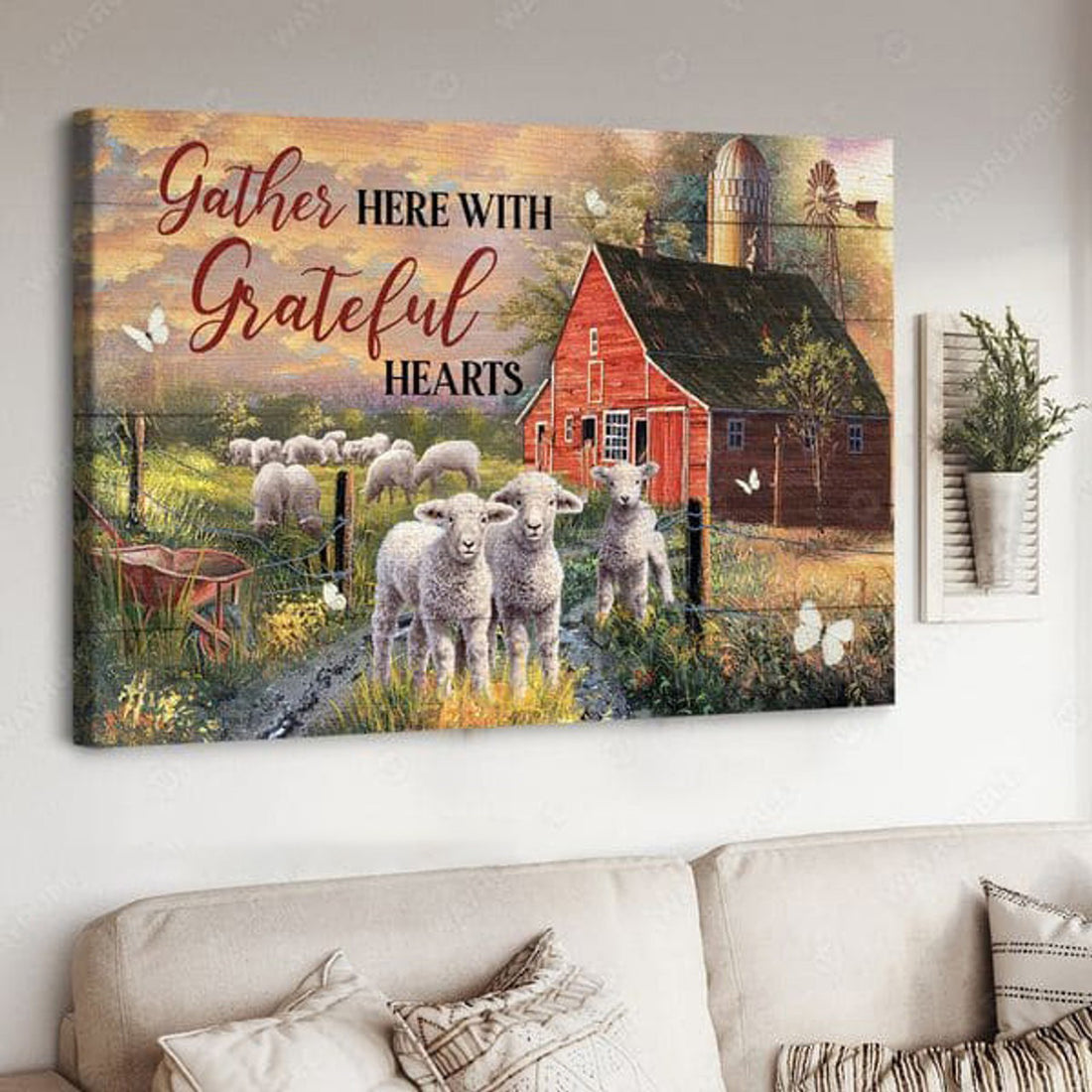 Gather Here With Grateful Hearts, Lamb Poster, Gift For Farmer Poster and Canvas