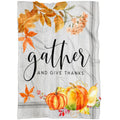 FUNSTUFFPRINT Gather And Give Thanks Fleece Blanket - Christian Blanket - Bible Verse Blanket