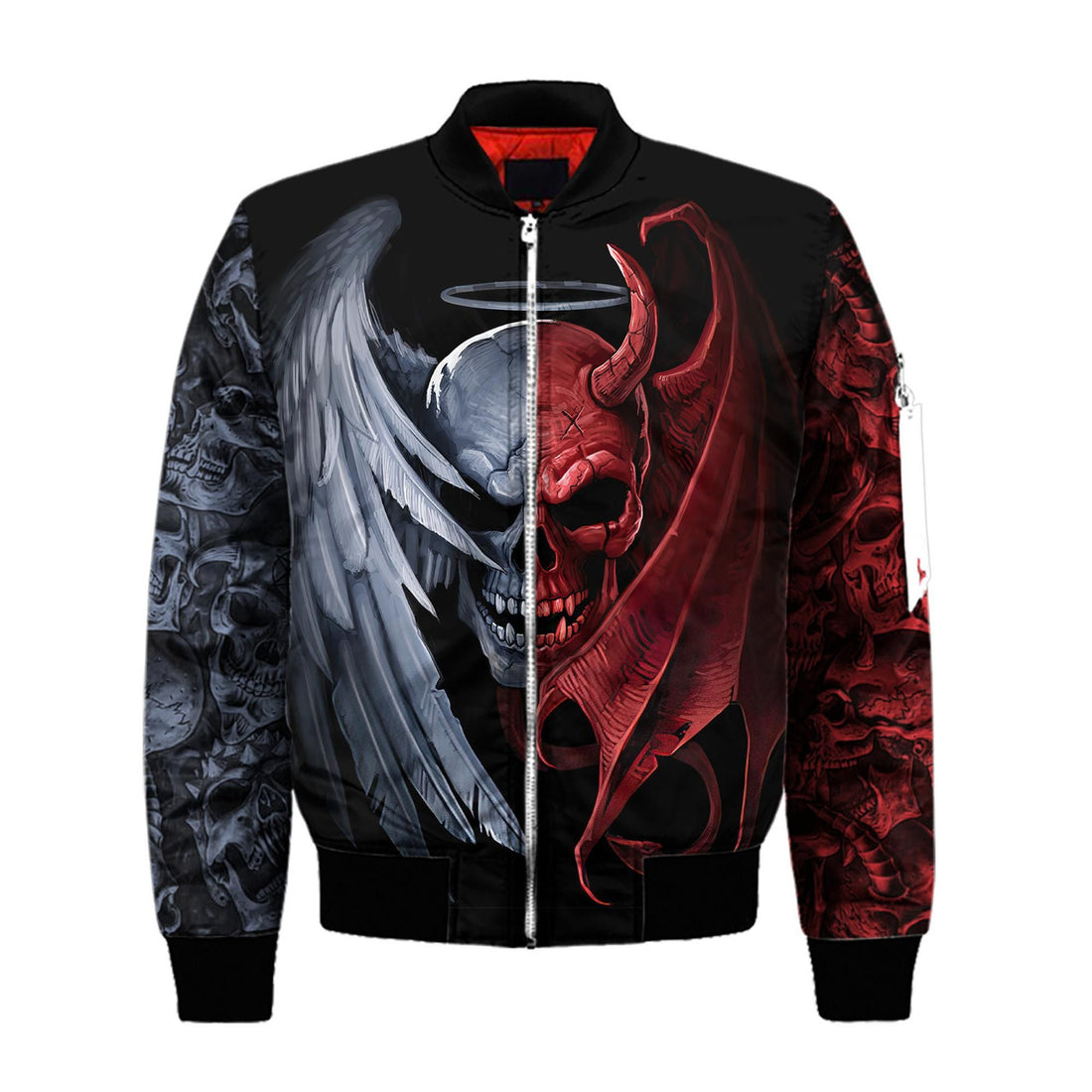FUNSTUFFPRINT Gentle And Evil Skull Bomber Jacket For Men And Women 3D Bomber Jacket