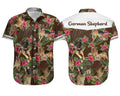 German Shepherd Dog Aloha Hawaiian Shirt - German Shepherd Pet Hawaiian Shirt, Hibiscus Tropical Hawaiian Shirt For Men & Women