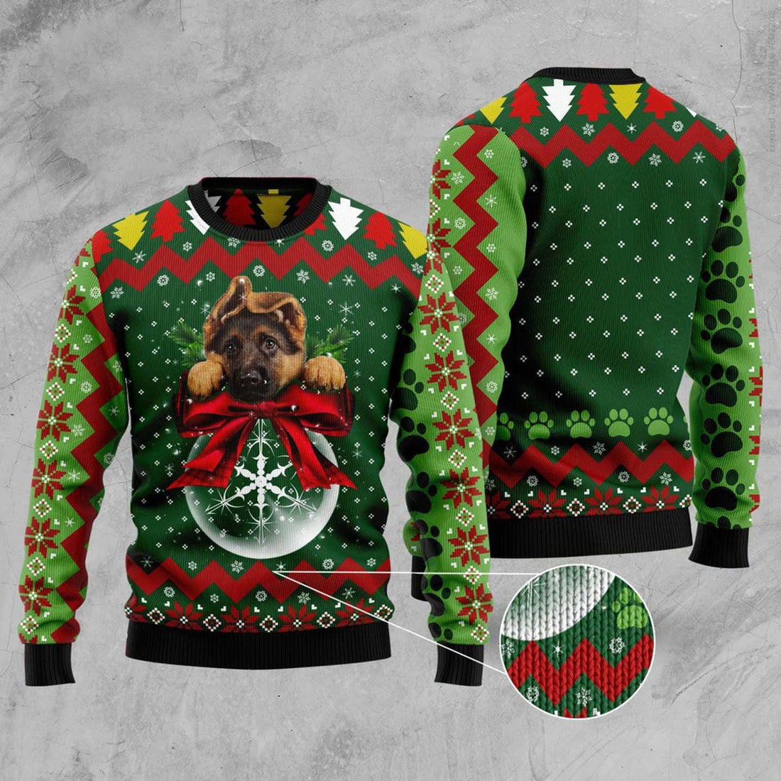 FUNSTUFFPRINT German Shepherd Christmas Ugly Christmas Sweater, Christmas Sweater, Ugly Sweater, Funny Xmas Sweaters Ugly Sweater