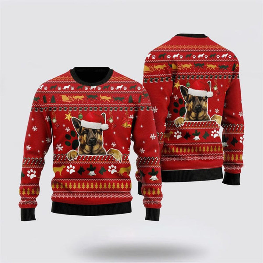 FUNSTUFFPRINT German Shepherd Christmas Ugly Christmas Sweater For Men And Women, Gift For Christmas, Best Winter Christmas Outfit Ugly Sweater