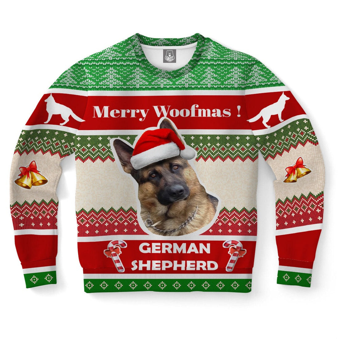 FUNSTUFFPRINT German Shepherd Dog Ugly Christmas Sweater, Christmas Sweater, Ugly Sweater, Funny Xmas Sweaters Ugly Sweater