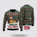FUNSTUFFPRINT German Shepherd Dogs Through The Snow Ugly Christmas Sweater For Men And Women, Gift For Christmas, Best Winter Christmas Outfit Ugly Sweater