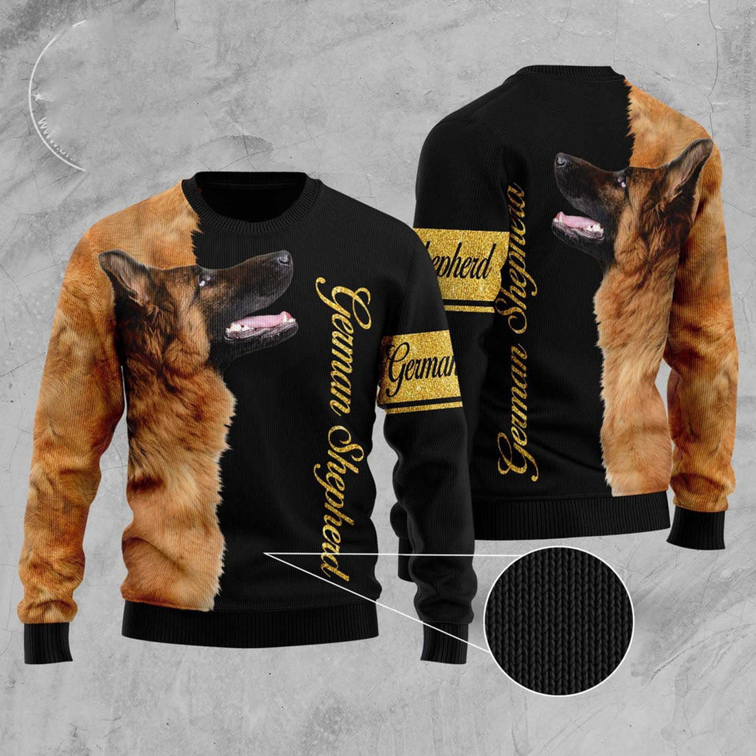 FUNSTUFFPRINT German Shepherd Half Cool Ugly Christmas Sweater, Christmas Sweater, Ugly Sweater, Funny Xmas Sweaters Ugly Sweater
