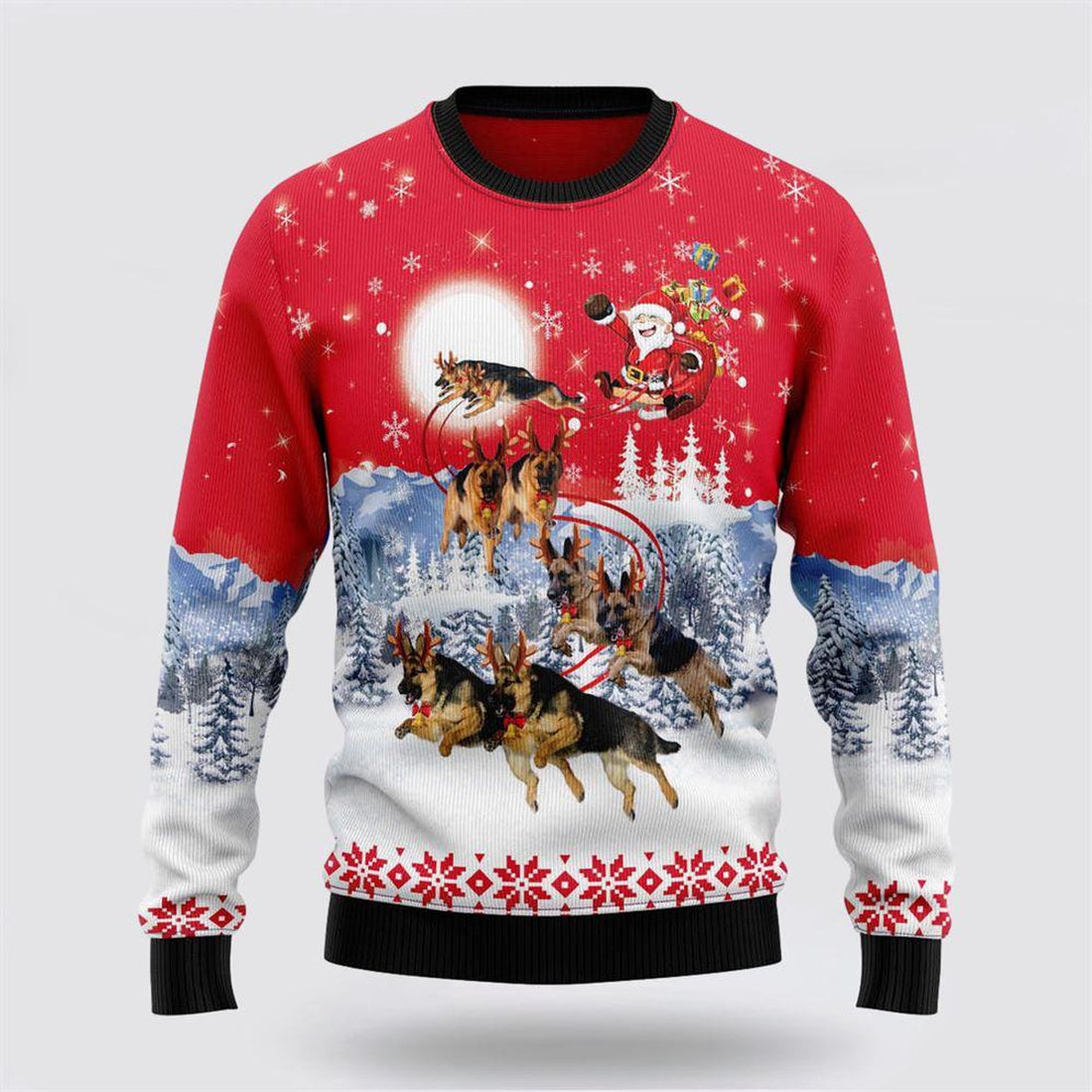 FUNSTUFFPRINT German Shepherd Santa Claus Ugly Christmas Sweater – Christmas Gifts For Frends Ugly  Sweater