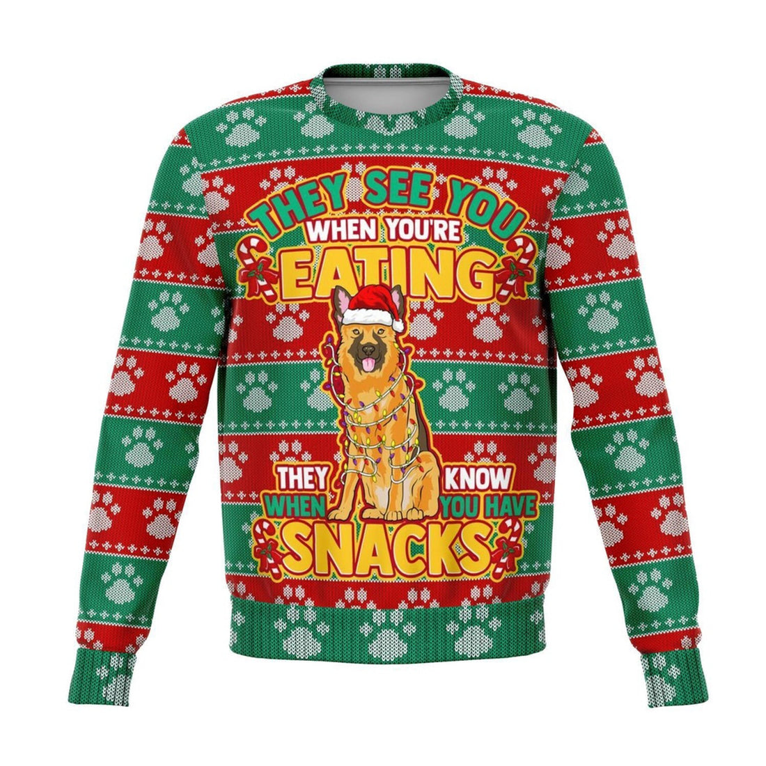 FUNSTUFFPRINT German Shepherd They Know When You Have Snacks Christmas Ugly Sweater, Christmas Sweater, Ugly Sweater, Funny Xmas Sweaters Ugly Sweater