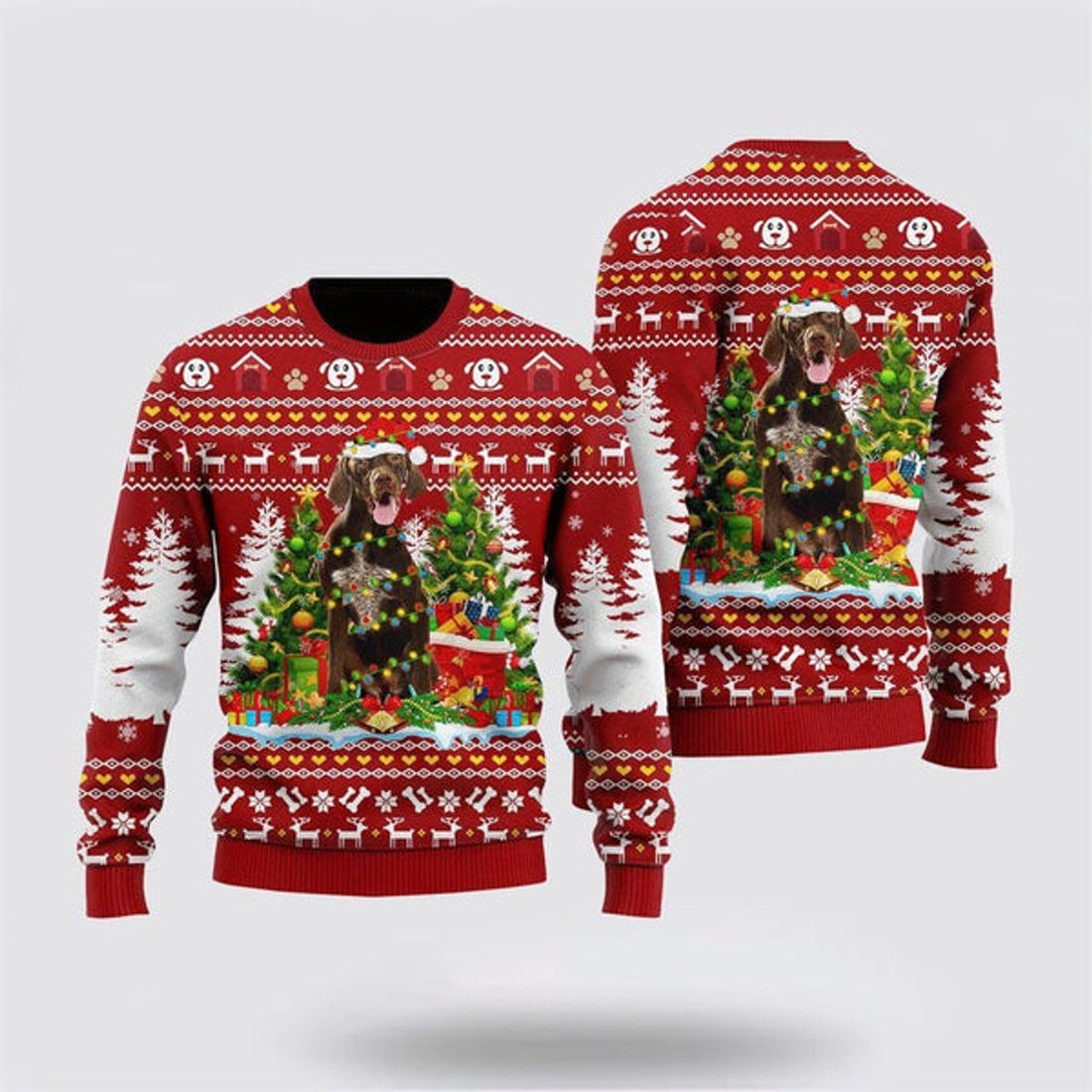 FUNSTUFFPRINT German Shorthaired Dog Ugly Christmas Sweater For Men And Women, Gift For Christmas, Best Winter Christmas Outfit Ugly Sweater