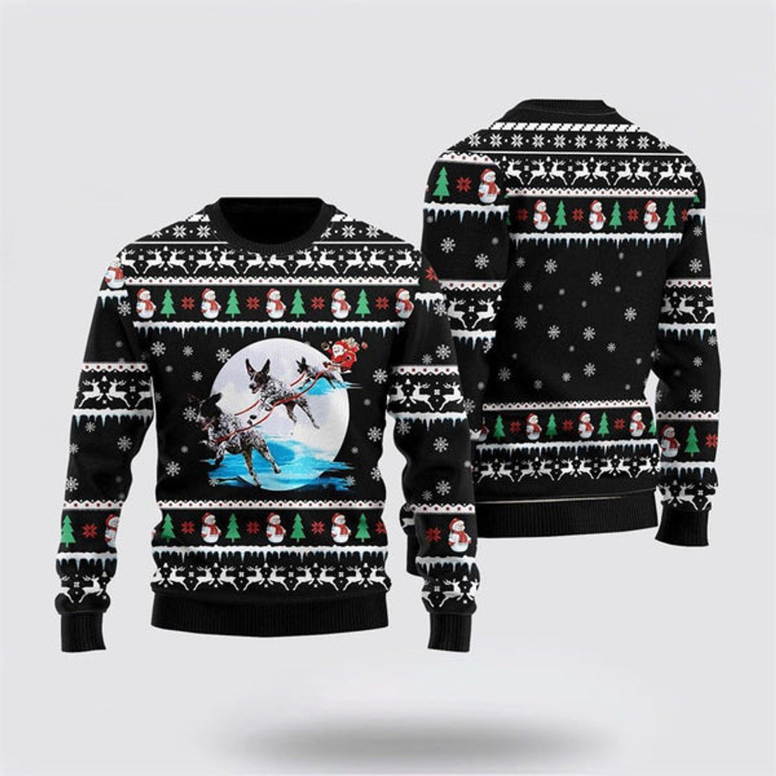 FUNSTUFFPRINT German Shorthaired Pointer Santa On Highway Ugly Christmas Sweater For Men And Women, Gift For Christmas, Best Winter Christmas Outfit Ugly Sweater