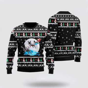FUNSTUFFPRINT German Shorthaired Pointer Santa On Highway Ugly Christmas Sweater For Men And Women, Gift For Christmas, Best Winter Christmas Outfit Ugly Sweater