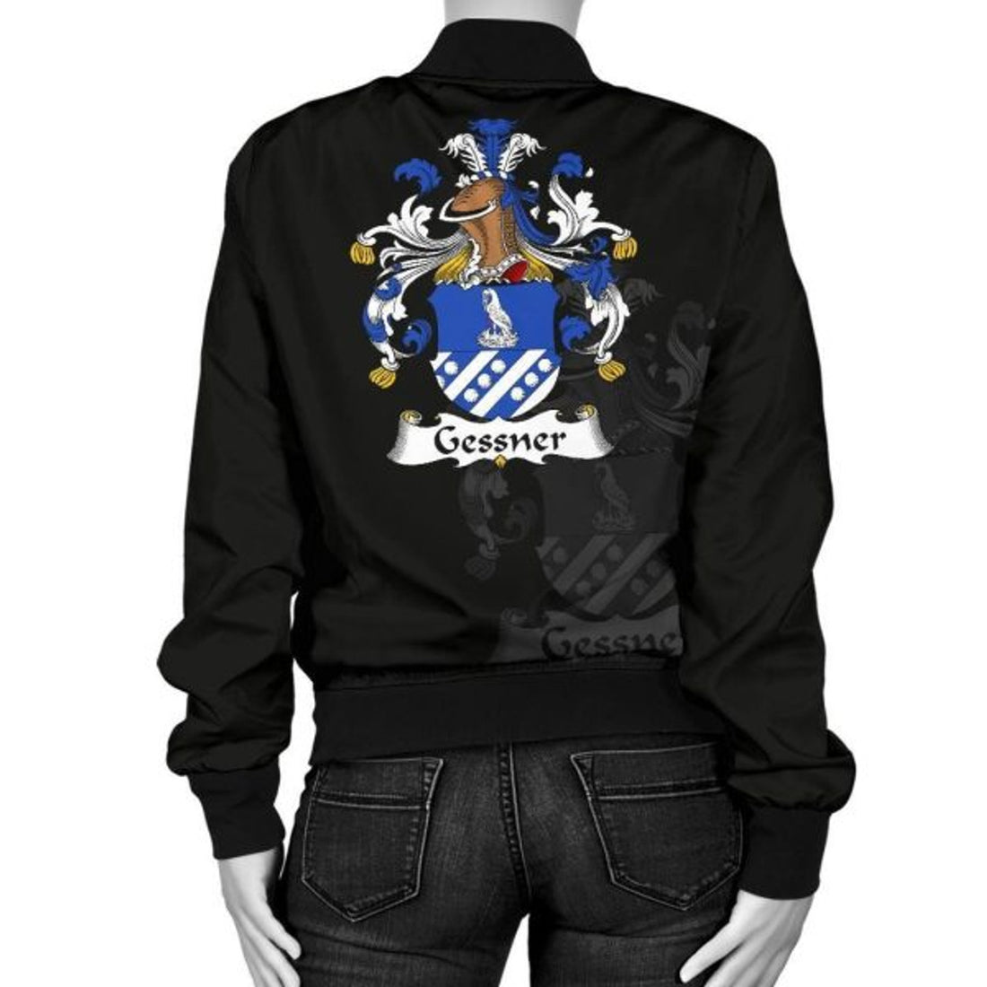 FUNSTUFFPRINT Gessner Germany Men's Bomber Jacket - German Family Crest Bomber Jacket
