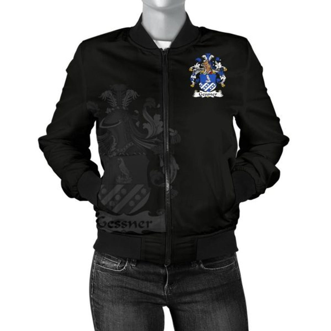FUNSTUFFPRINT Gessner Germany Men's Bomber Jacket - German Family Crest Bomber Jacket