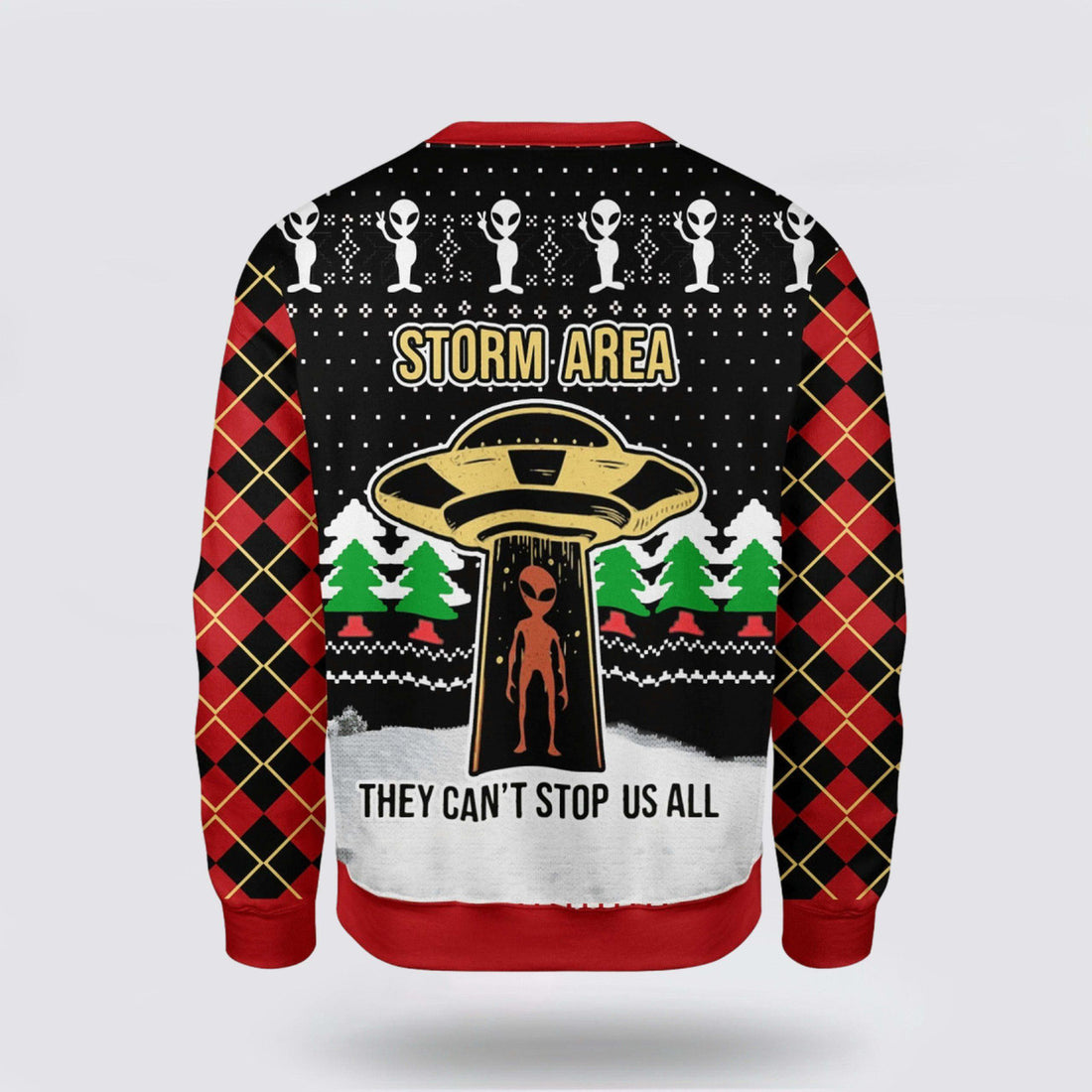 FUNSTUFFPRINT Get Festive With Alien Storm Area Ugly Christmas Sweater – Christmas Gifts For Frends Ugly  Sweater