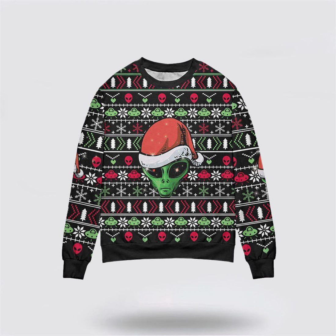 FUNSTUFFPRINT Get Festive With Cool Alien Santa Claus Christmas Sweater – Christmas Gifts For Frends Ugly  Sweater