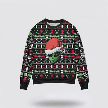 FUNSTUFFPRINT Get Festive With Cool Alien Santa Claus Christmas Sweater – Christmas Gifts For Frends Ugly  Sweater