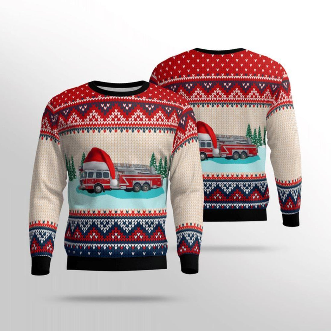FUNSTUFFPRINT Get Festive With Georgia Columbus Fire And EMS Ugly Christmas Sweater – Christmas Gifts For Firefighters Ugly  Sweater