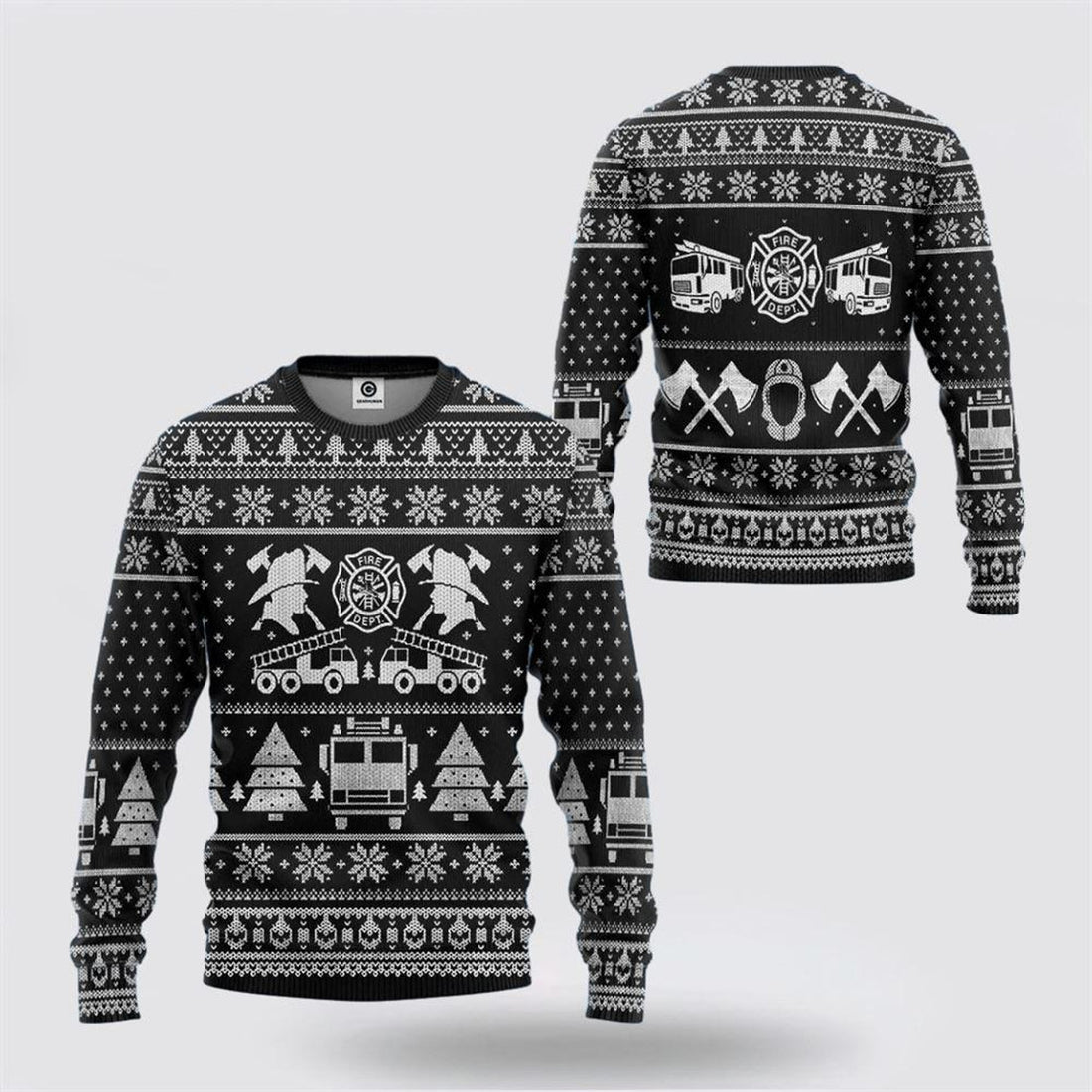 FUNSTUFFPRINT Get Festive With Our Firefighter Ugly Christmas Sweater – Christmas Gifts For Firefighters Ugly  Sweater