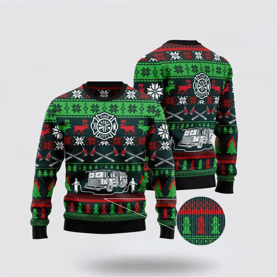 FUNSTUFFPRINT Get Festive With The Awesome Firefighter Ugly Christmas Sweater – Christmas Gifts For Firefighters Ugly  Sweater