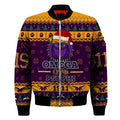 FUNSTUFFPRINT Getteestore Jacket - Omega Psi Phi Bulldog Christmas Sleeve Zip 3D Bomber Jacket
