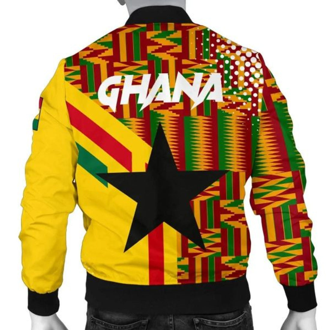 FUNSTUFFPRINT Ghana Bomber Jacket Ankara Tops Striped Men Bomber Jacket