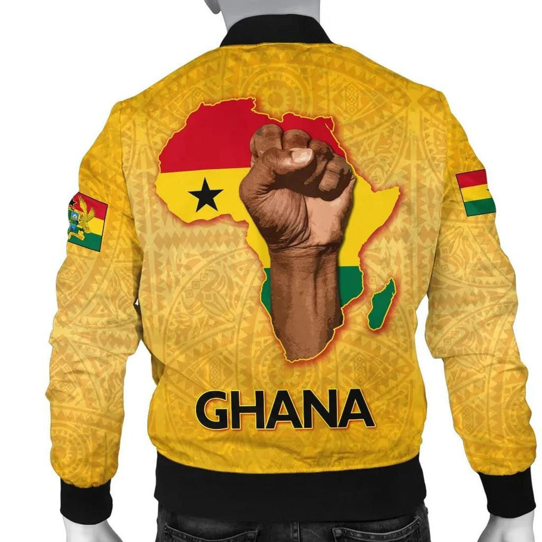 FUNSTUFFPRINT Ghana Bomber Jackets, Ghana Africa Freedom Day Men 3D Bomber Jacket