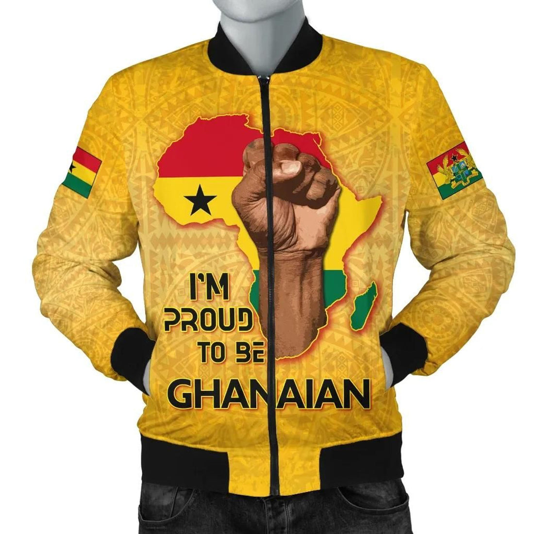 FUNSTUFFPRINT Ghana Bomber Jackets, Ghana Africa Freedom Day Men 3D Bomber Jacket