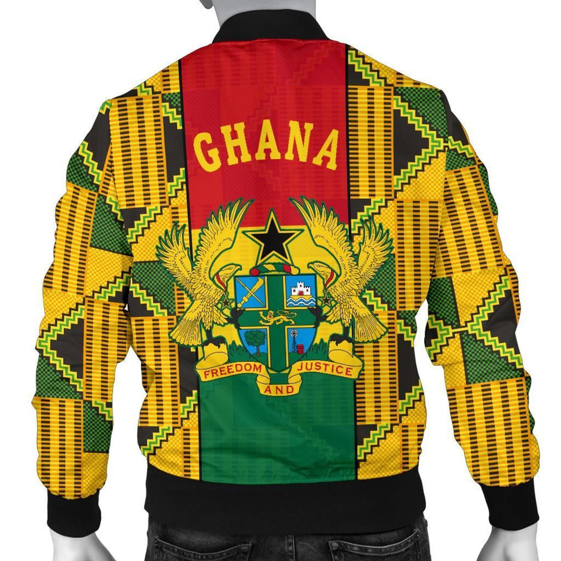 FUNSTUFFPRINT Ghana Men's Bomber Jacket Kente Ankara 3D Bomber Jacket