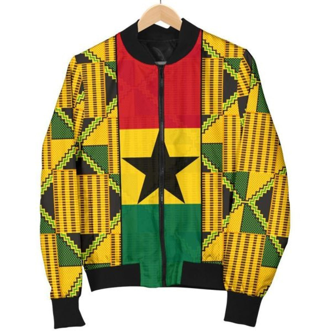 FUNSTUFFPRINT Ghana Men's Bomber Jacket Kente Ankara