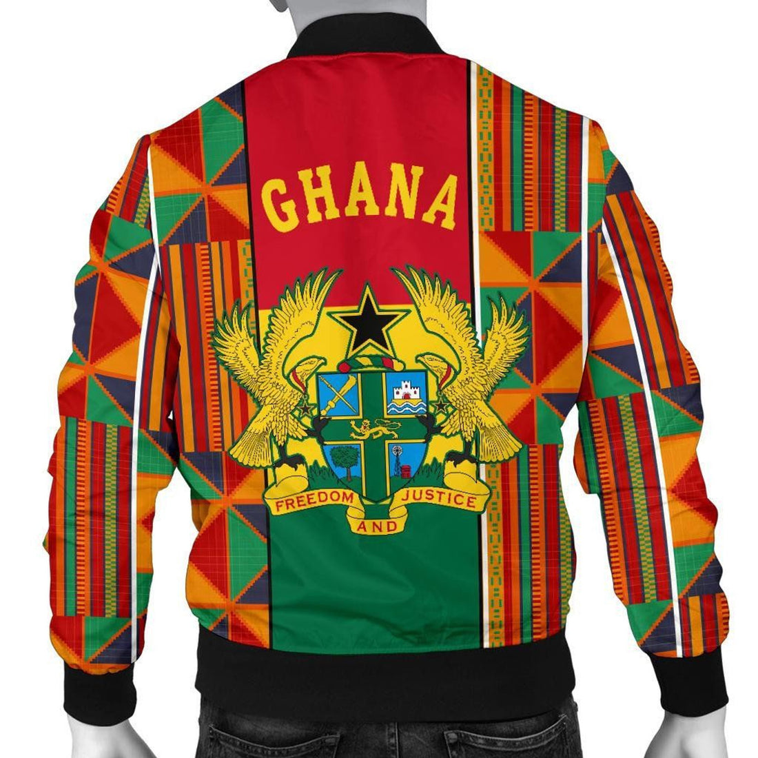 FUNSTUFFPRINT Ghana Men's Bomber Jacket Kente Cloth 3D Bomber Jacket