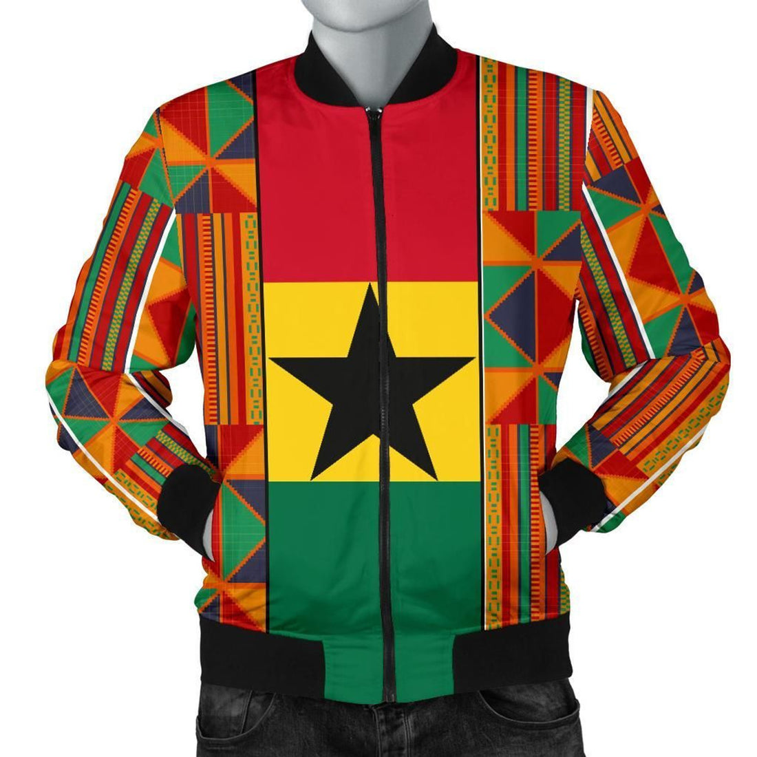 FUNSTUFFPRINT Ghana Men's Bomber Jacket Kente Cloth 3D Bomber Jacket