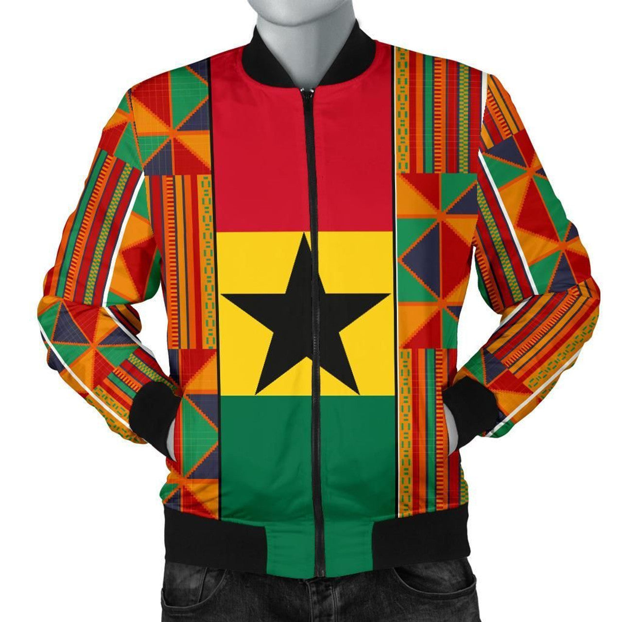 FUNSTUFFPRINT Ghana Men's Bomber Jacket Kente Cloth 3D Bomber Jacket