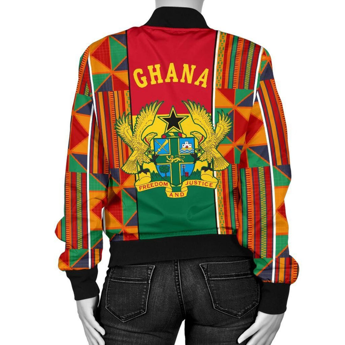 FUNSTUFFPRINT Ghana Women's Bomber Jacket kente Cloth 3D Bomber Jacket