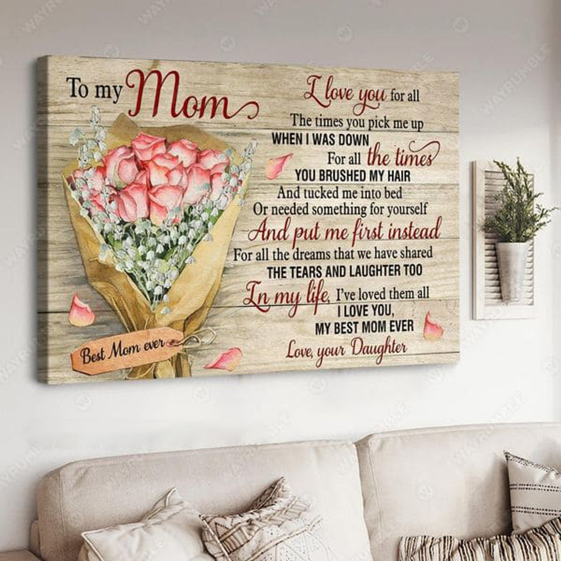 Gift For Mom, To My Mom, I Love You For All Times You Pick Me Up Poster and Canvas