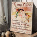 Gift For Wife, Hummingbird Poster, To My Wife, Today And Always Beyond Tomorrow, I Need You Beside Me Poster and Canvasb