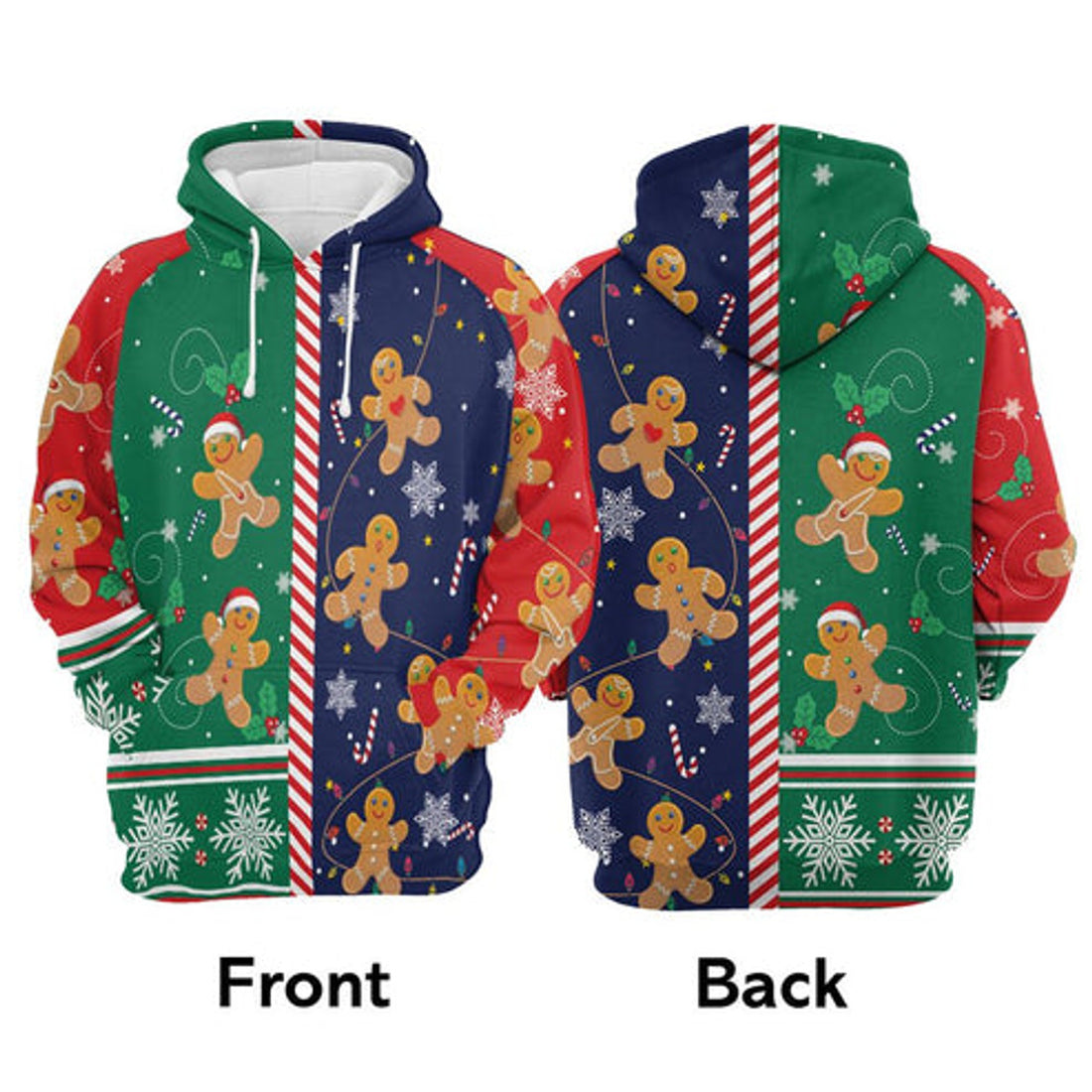 FUNSTUFFPRINT 3D Gingerbread Christmas Cookies All Over 3D Hoodie and Zip Hoodie