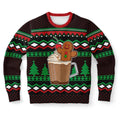 FUNSTUFFPRINT Gingerbread in a Cup Ugly Christmas Sweater, Christmas Sweater, Ugly Sweater, Funny Xmas Sweaters Ugly Sweater