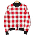 FUNSTUFFPRINT Gingham Red Pattern Print Women Casual Bomber Jacket
