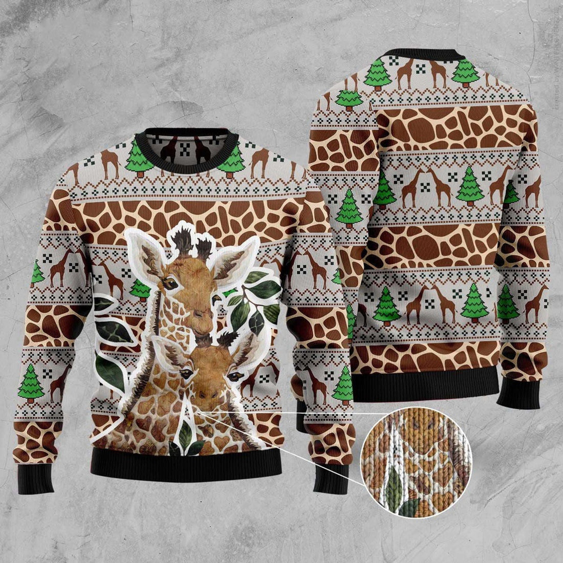 FUNSTUFFPRINT Giraffe Family Christmas Ugly Christmas Sweater, Christmas Sweater, Ugly Sweater, Funny Xmas Sweaters Ugly Sweater