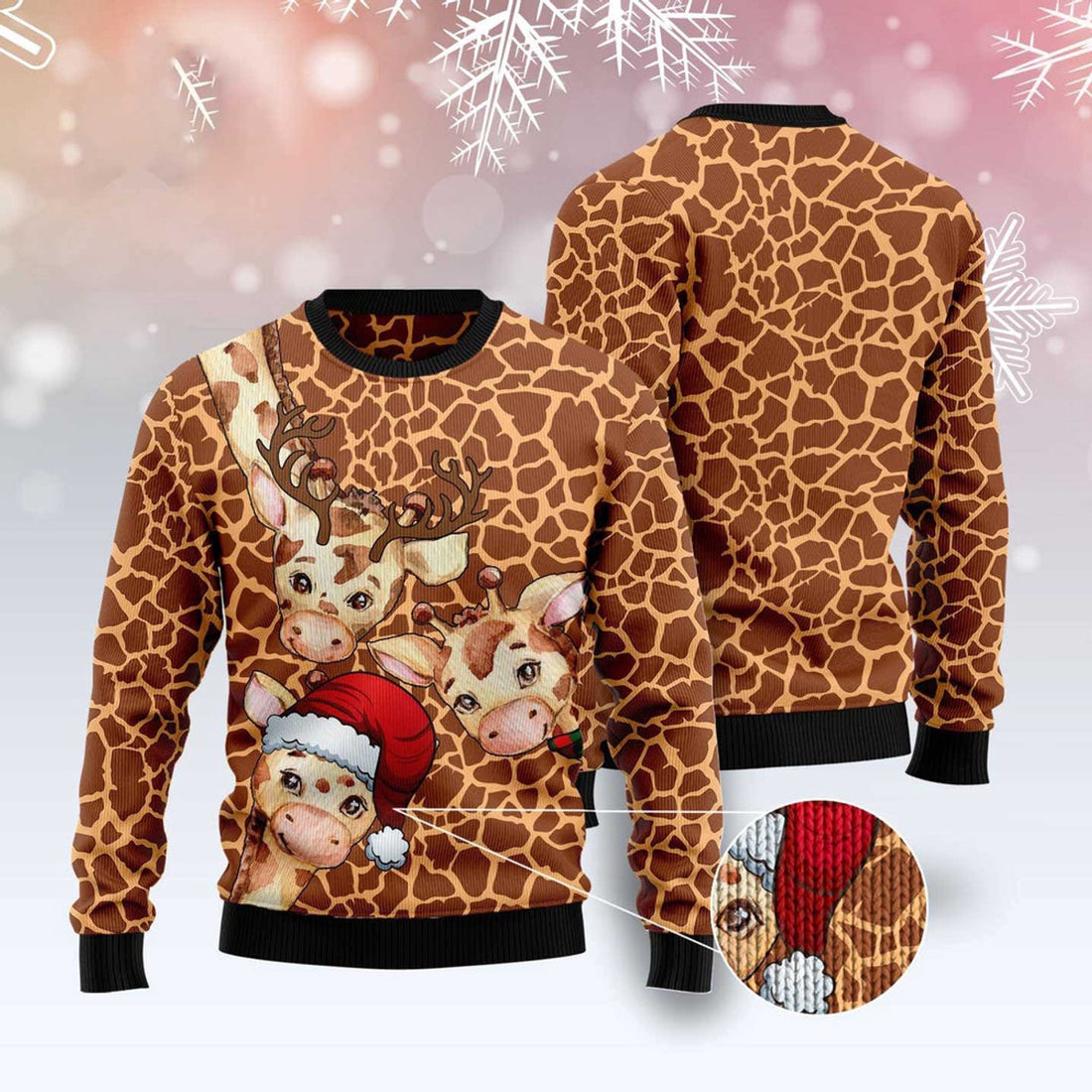 FUNSTUFFPRINT Giraffe Funny Ugly Christmas Sweater, Christmas Sweater, Ugly Sweater, Funny Xmas Sweaters Ugly Sweater