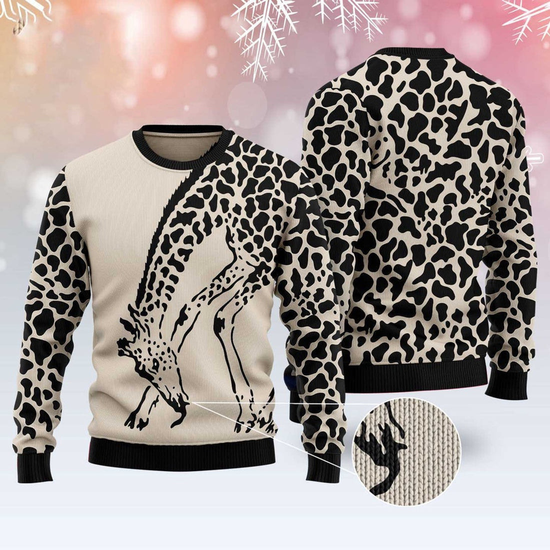 FUNSTUFFPRINT Giraffe Pattern Ugly Christmas Sweater, Christmas Sweater, Ugly Sweater, Funny Xmas Sweaters Ugly Sweater