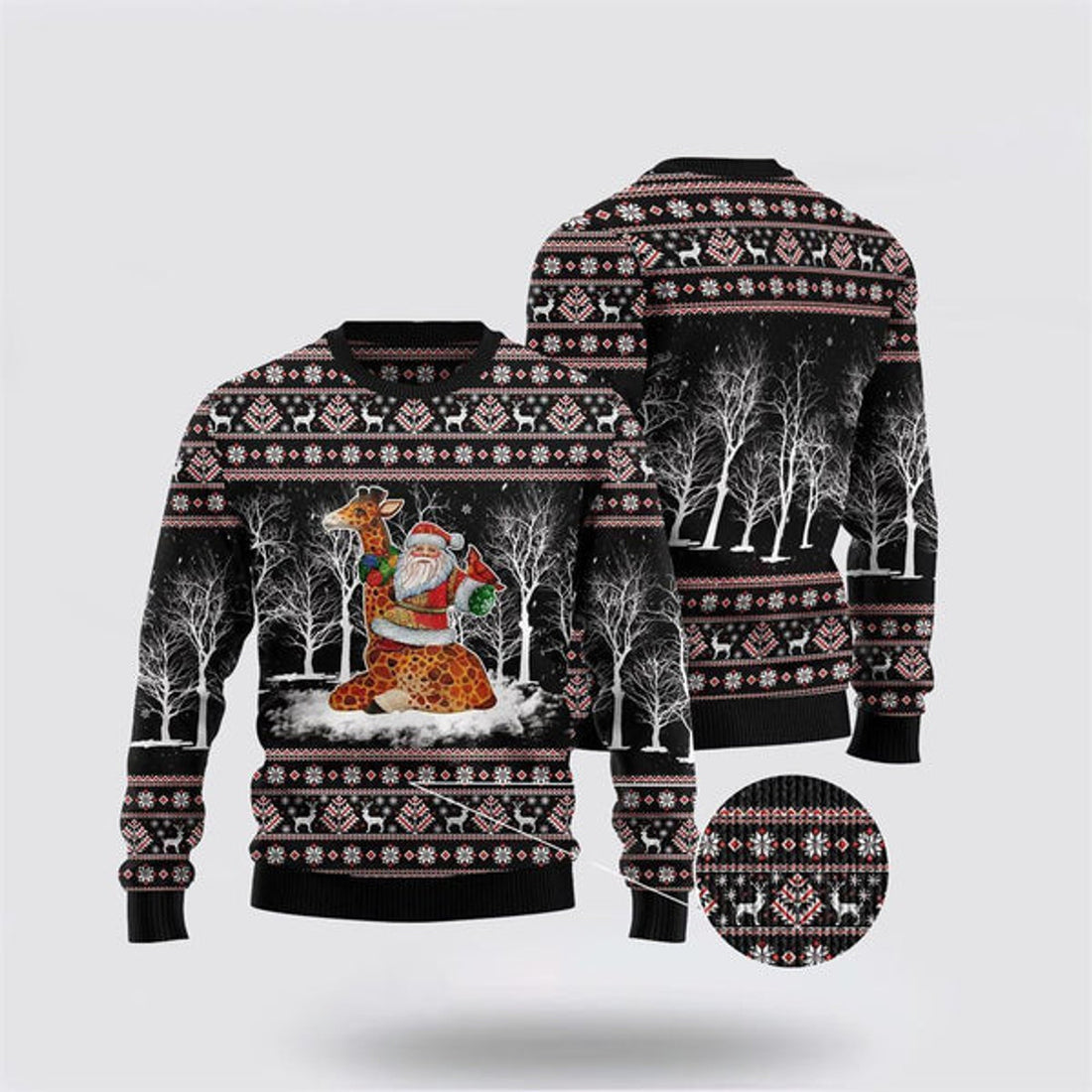 FUNSTUFFPRINT Giraffe Santa Claus Ugly Christmas Sweater For Men And Women, Best Gift For Christmas, The Beautiful Winter Christmas Outfit Ugly Sweater