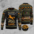 FUNSTUFFPRINT Girls Run On Jesus And Horses Ugly Christmas Sweater - Xmas Gifts For Him Or Her - Christmas Gift For Friends - Jesus Christ Sweater Ugly  Sweater
