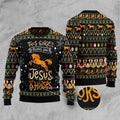 FUNSTUFFPRINT Girls Run On Jesus And Horses Ugly Christmas Sweater, Christmas Sweater, Ugly Sweater, Funny Xmas Sweaters Ugly Sweater