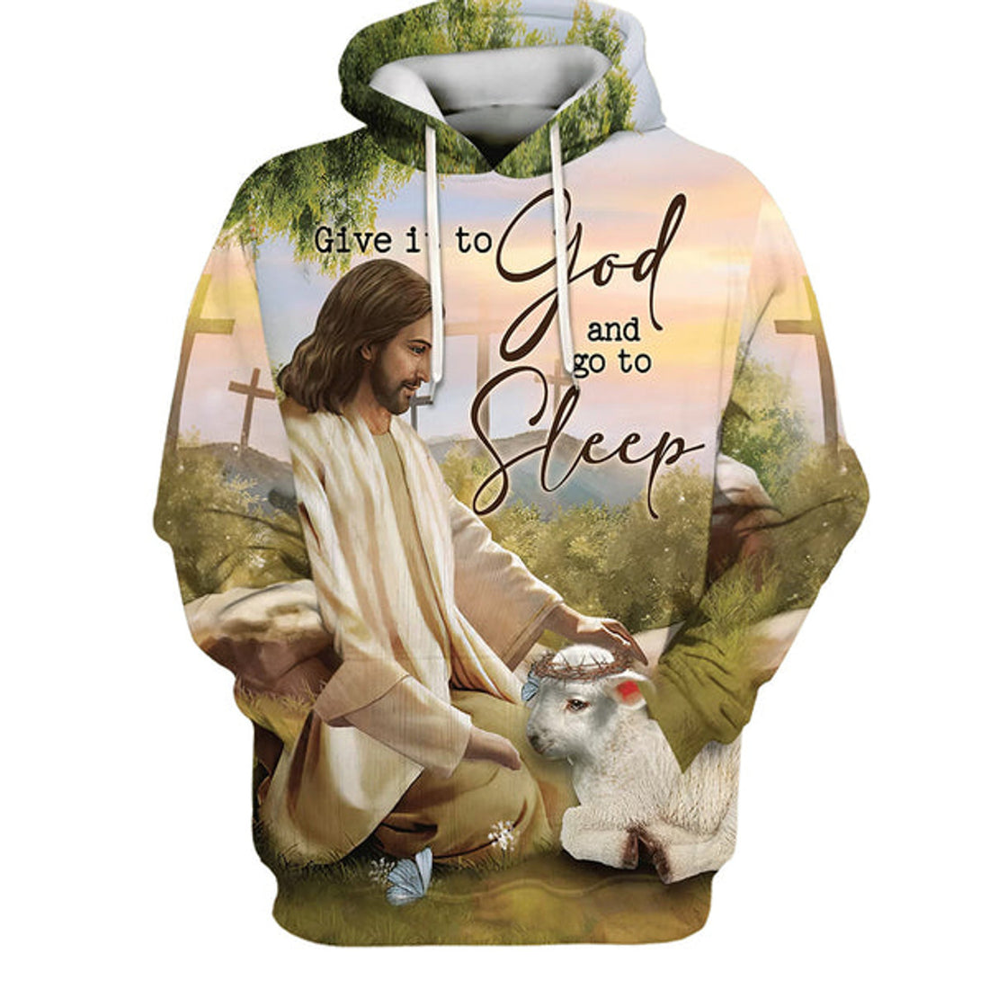 FUNSTUFFPRINT 3D Give It To God And Go To Sleep Hoodie Jesus And The Lamb Hoodies Jesus Hoodie Men & Women Christian 3D Hoodie and Zip Hoodie