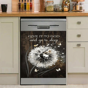 Give It To God And Go To Sleep Dishwasher Cover, Jesus Baby Lamb Dandelion Field Dishwasher Stickers, Christian Kitchen Decor