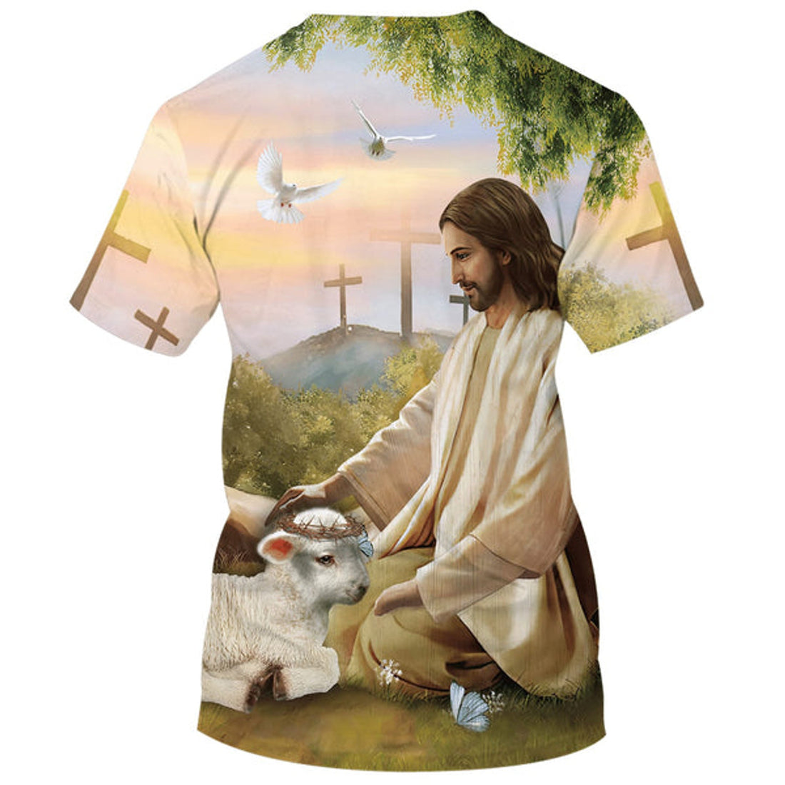 FUNSTUFFPRINT Give It To God And Go To Sleep Shirts - Jesus And The Lamb Christian 3D T-shirt