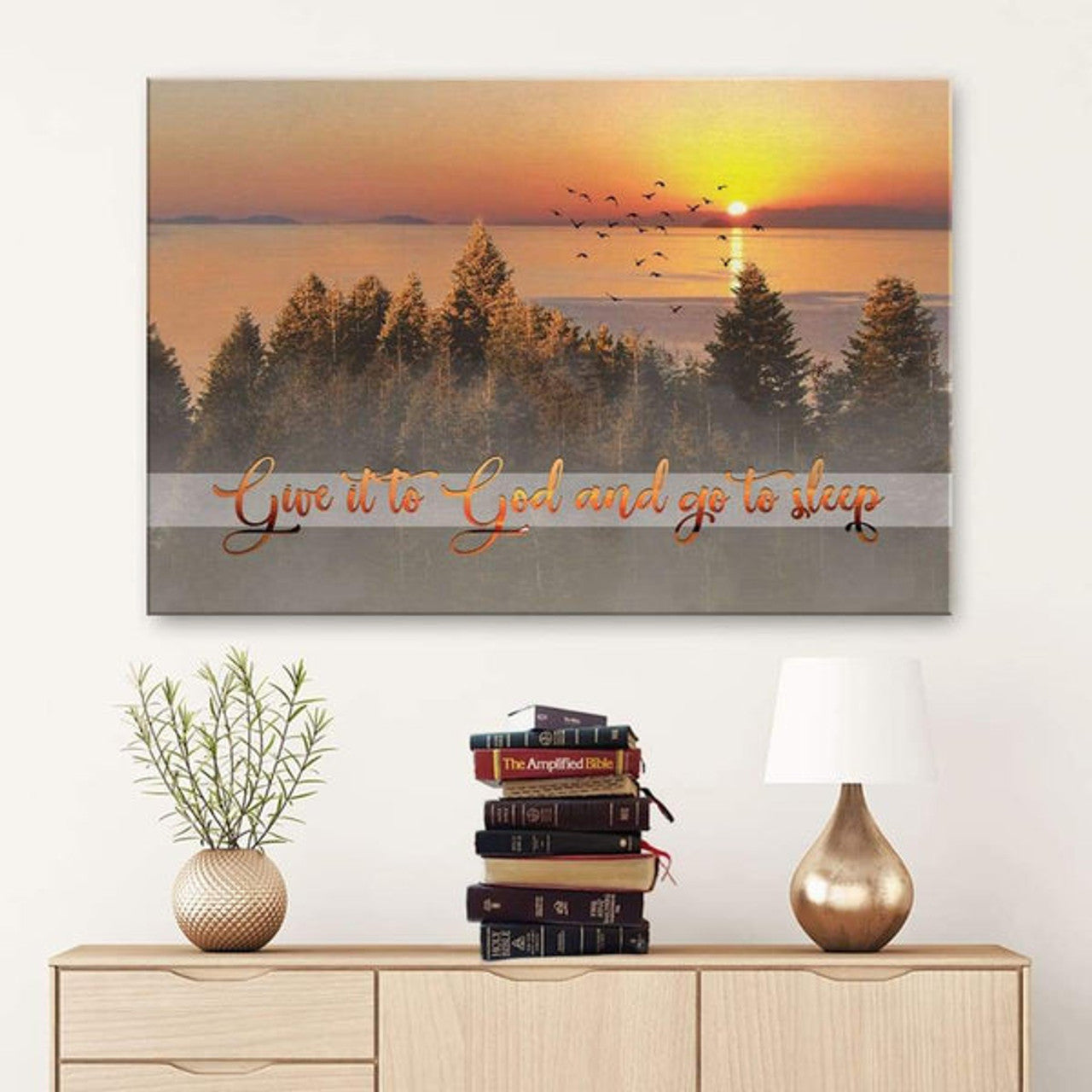 Give It To God And Go To Sleep Wall Art Canvas - Religious Wall Decor